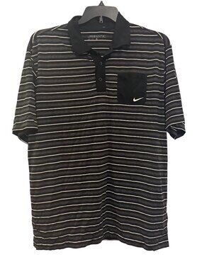 Nike Golf Dri-FIT Mens Striped Polo Shirt Black/Gray XXL